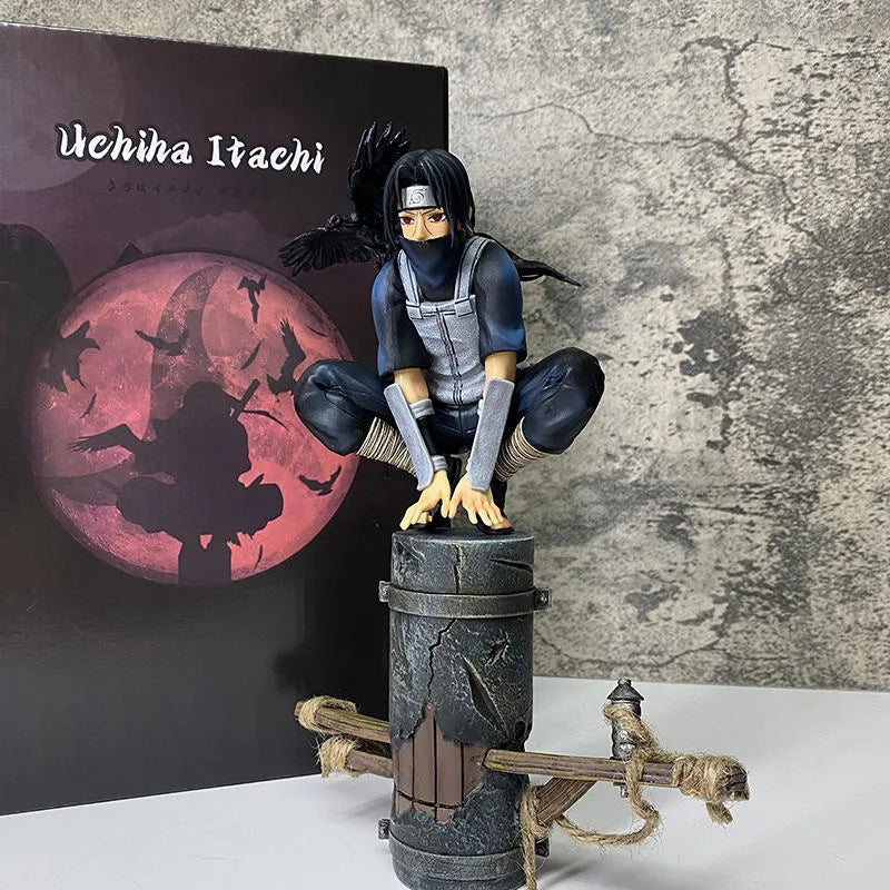 23cm Naruto Shippuden Statue Uchiha Itachi Crows Squatting PVC Action Figure Anime Figure Model Toys Collection Kids Doll Gift