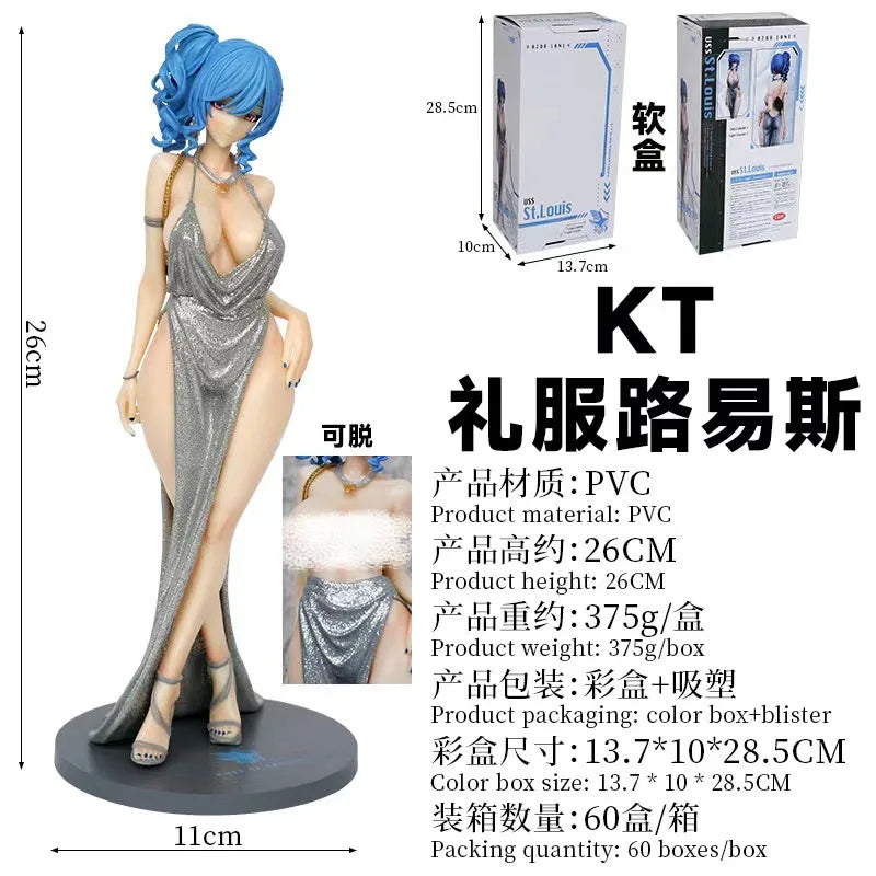 26CM Аниме игра Azur Lane USS St. Louis Фигура St. Louis Рокля Ver Изправен Аниме Модел Играчка Подарък Колекция Фигурка
