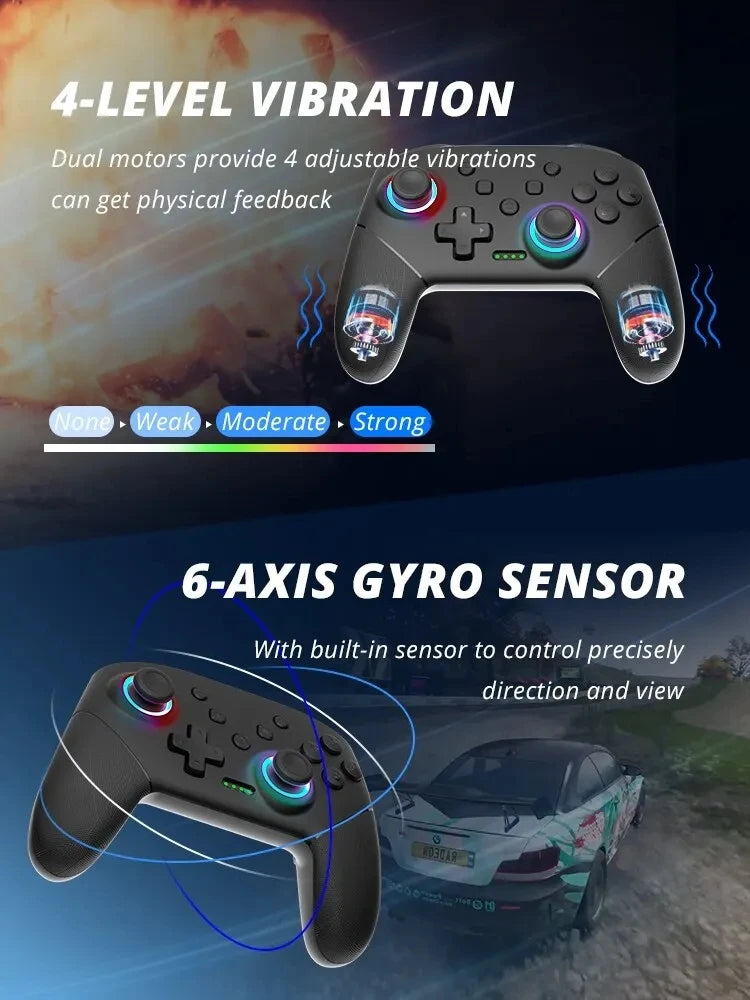 Wireless Controller RGB For Nintendo Switch OLED / Lite Console Pro Gamepad with 600/1000Mah Battery Programmable Turbo Function