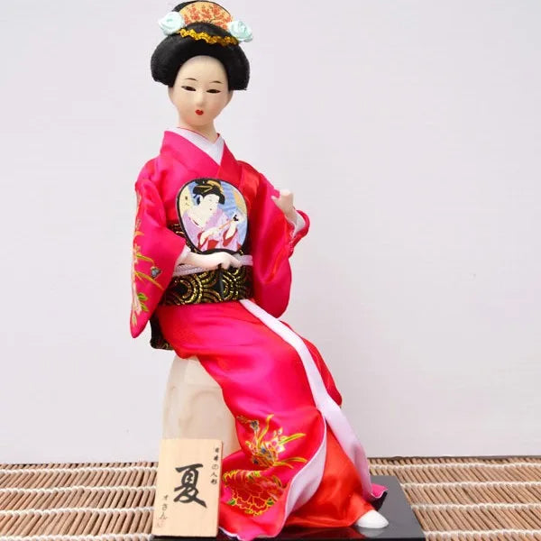12inch Japanese Geisha Doll Statuette Sitting Figurine Japanese Kimono Kokeshi Kabuki Geisha Handicraft Ornament Birthday Gift