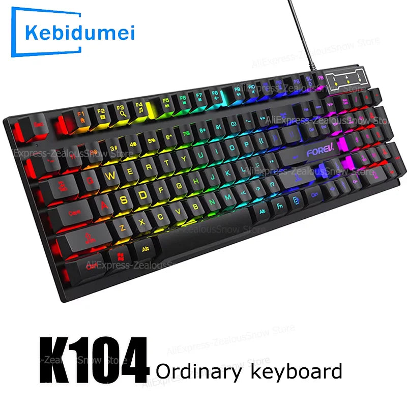 Mechanische Tastatur mit 61 Tasten, kabelgebundene Gaming-Tastatur für Laptop, Desktop, Ergonomie, RGB-Hintergrundbeleuchtung, Cyan-Achsen-Tastenkappen, PC-Zubehör