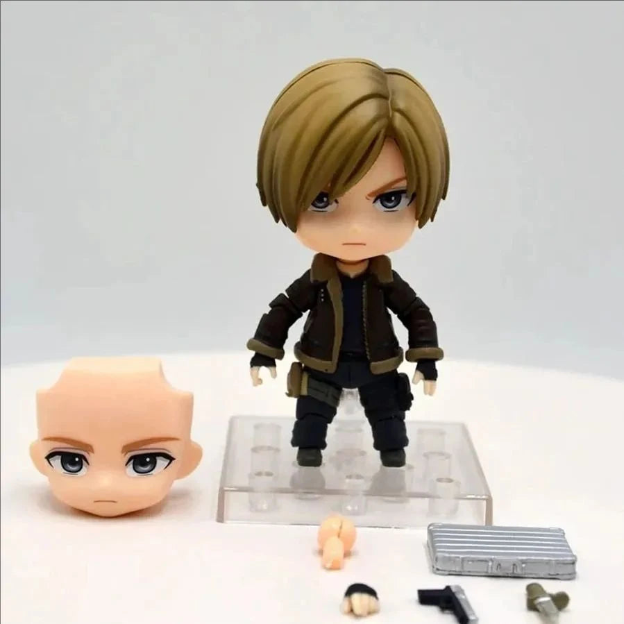 Leon S. Kennedy Q Version 10cm Action Figure - Anime PVC Desktop Ornament Collectible Gift for Boys And Kids Birthday