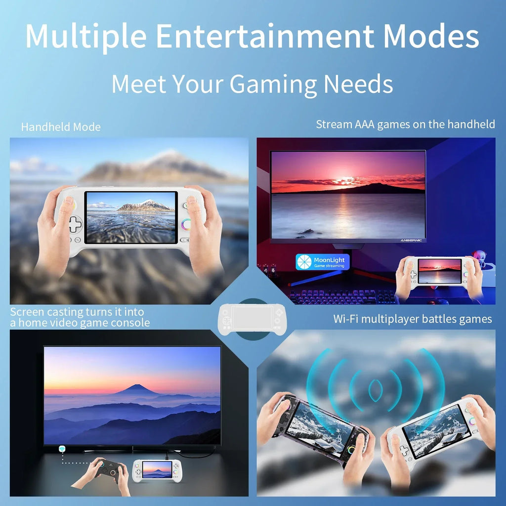 ANBERNIC RG557 Handheld Game Console Dimensity Processor 5.48" AMOLED Screen Android14 Capacitive Joystick DP Output Cooling Fan