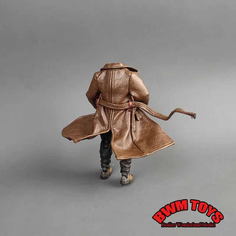 Cosplay-Männer im Maßstab 1/18, Soldat, schwarz-braun, lange Windjacke aus Leder, Mantel, Modell für 3,75 Zoll BFS-Actionfigurenkörper