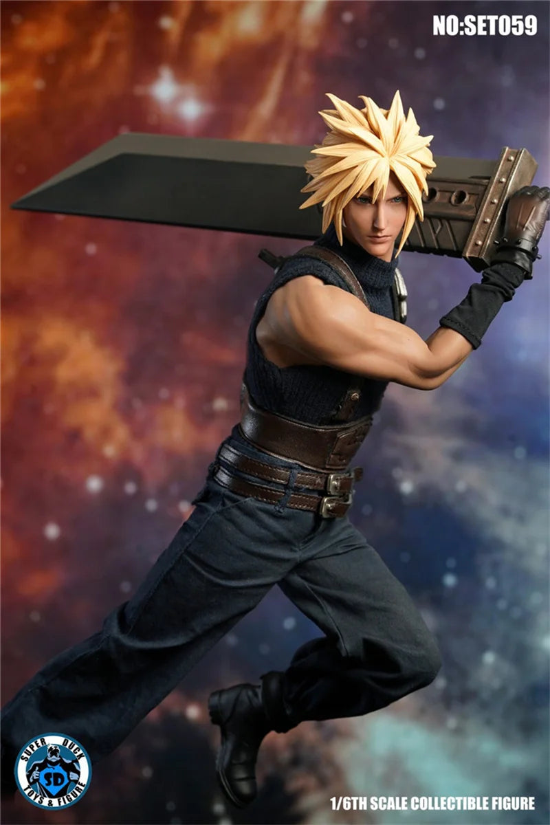 SUPER DUCK SET059 1/6 Fantasy Cloud Strife Head Sculpt Cosplay Costume Prop Accessory Set Fit 12in Male TBL M32 Action Figure