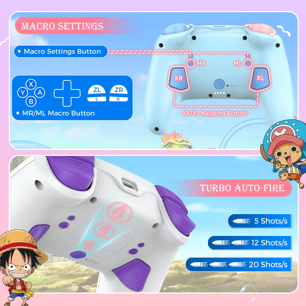 IINE Cartoon Design Wireless Pro Controller Wake up Macro Turbo Function RGB Lihting Compatible with Nitendo Switch