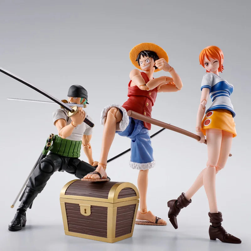 Bandai S.H.Figuarts One Piece Romance Dawn Action Figure Monkey D Luffy Nami Roronoa Zoro Usopp SHF Figure Model Collection Toys