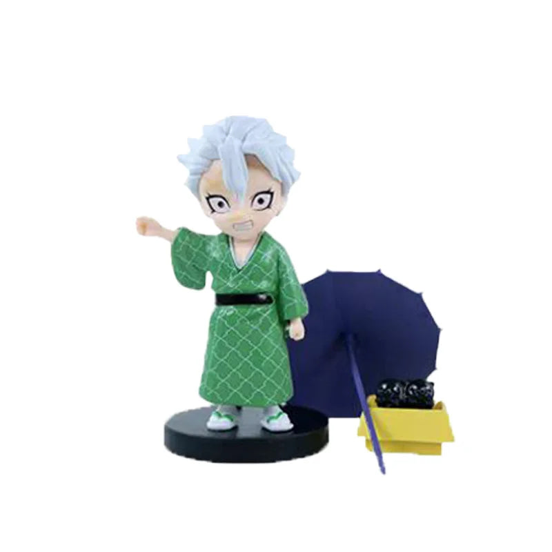 6pcs Q Version Demon Slayer Sitting Ghost Doll Tanjiro Nidouzi Inosuke Zenizu Toy Figural PVC Model Gift