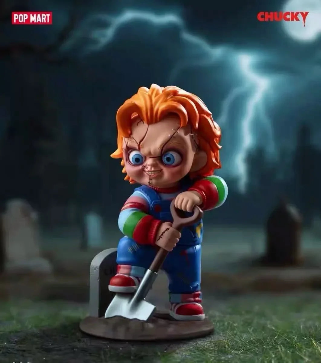 POPMART Halloween Chucky Ghost Kid Reincarnation Series Blind Box Trendy Toy Anime Actionfigur Überraschungsgeschenk zum Geburtstag