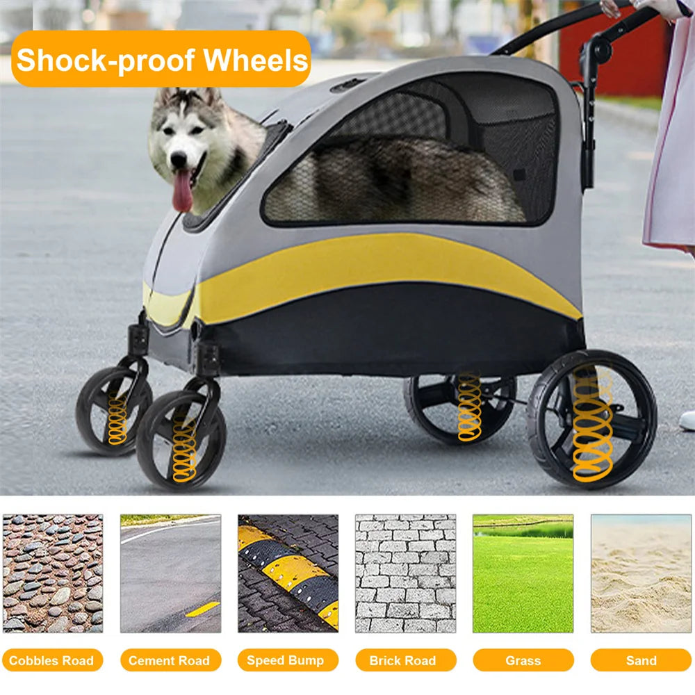 Premium Hundebuggy Kinderwagen 4 Rad Faltbarer Wagen Reisespaziergang Haustier Jogger Wagen Für Kleine Mittelgroße Große Hunde