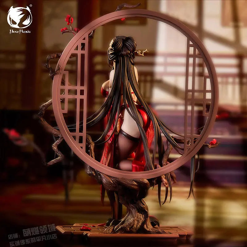 BearPanda National Style Anniversary Edition Falling Red 1/6 Cute Action Anime Figure Model with Hanfu Cheongsam and Screen
