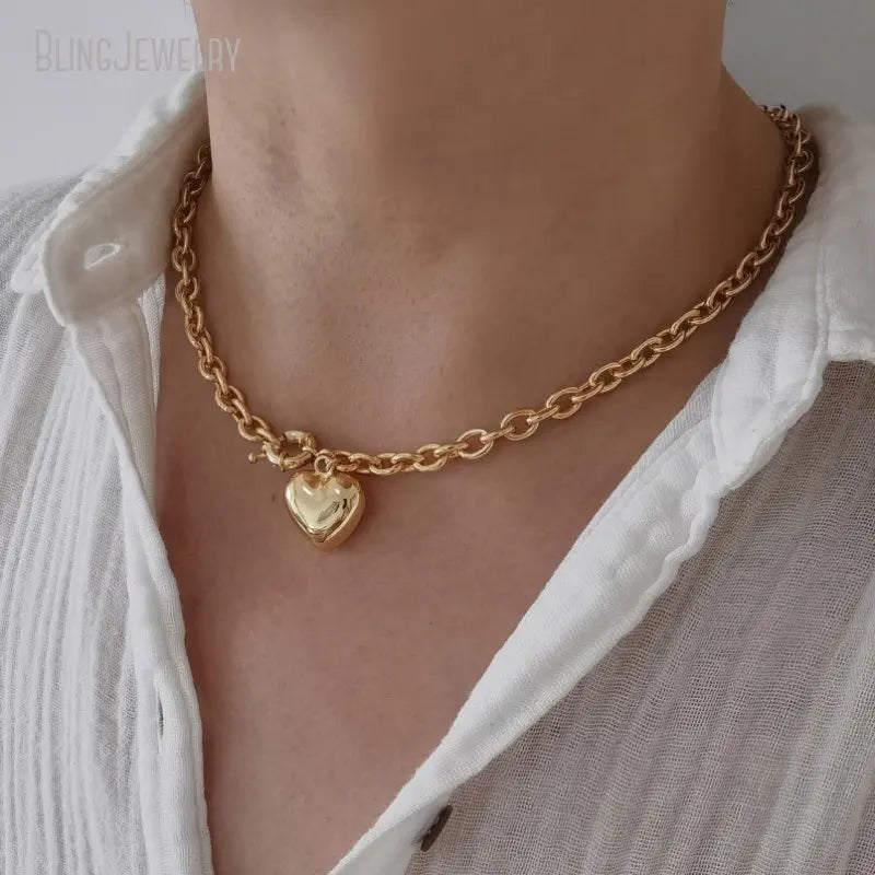 10pcs Gold Color Lariat Love Spike Heart Y Necklace Layering Dainty Paperclip Chain Jewelry