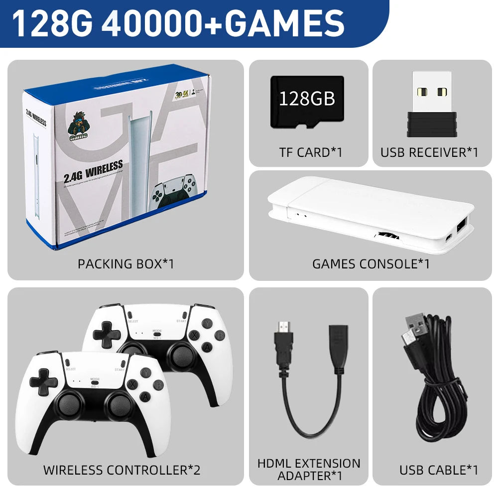 Mini TV 4K Game Stick M15 Pro Retro Video Game Console 20000+ Games Handheld Game Player with Wireless Gamepad Controller