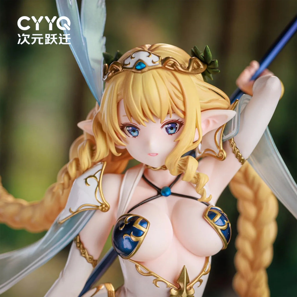 Anime Figure Lincia Elf Village Third Villager Long Halberd Beautiful Girl Two Dimensional Collectible Desktop Ornament