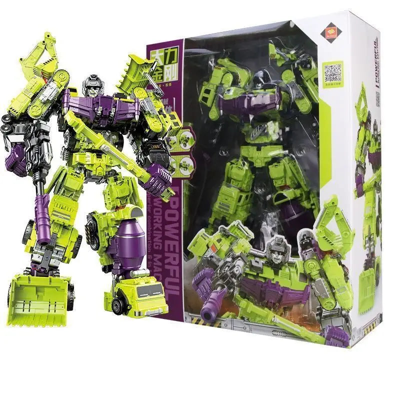 New Hot 6 In 1 Nbk 42cm Devastator Toy Transformation Ko Robot Car Combination Action Figure Excavator Blender Model Kid No Box