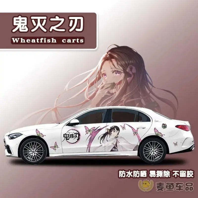 Demon Slayer Sticker Car Body Decoration Car Clothes Diy Cute Kamado Tanjirou Kochou Shinobu Car Decoration Sticker Gift