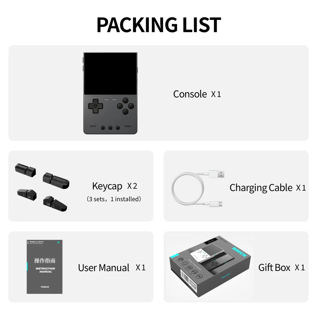 TRIMUI BRICK Video Game Console CNC Aluminum Alloy 3.2''IPS Screen A133P Linux OS TRIMUIUI LED Lighting Free Keycaps Player Gift