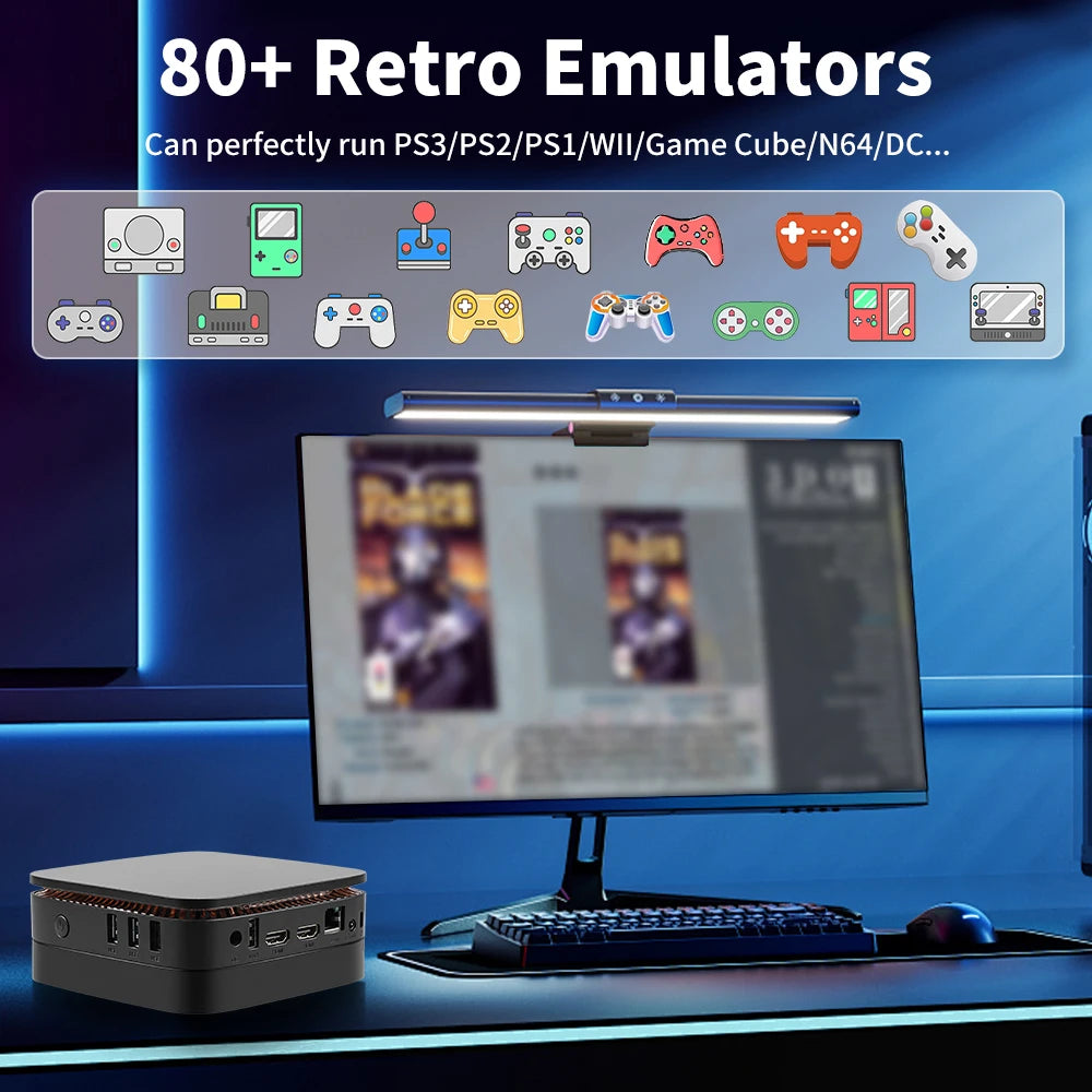 Retro Game Console Mini PC With 52000 Games 4K HD Windows 11 Pro For PS3/XBOX/PS2/PS1/WII/Sega Saturn/NES Portable Game Player