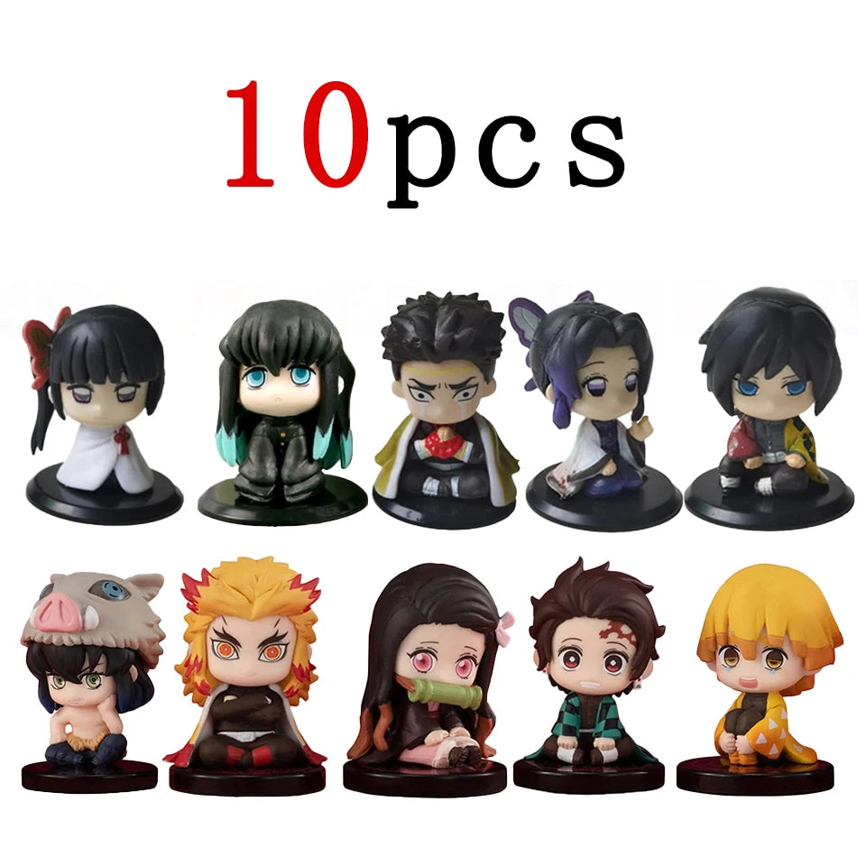 5 Style/Set Q Version Demon Slayer Sitting Ghost Doll Tanjiro Nidouzi Inosuke Zenizu Figure Action Figure Movie Model Toys Doll