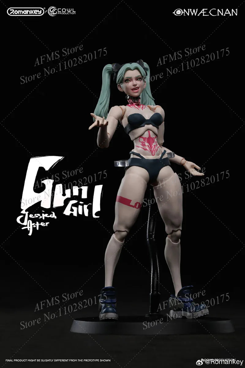 IN STOCK Romankey 1/12 Scale Collectible Figure Anime Gun Girl Rebecca Punk Cool Battle Girl 6Inch Women Soldier Action Figure