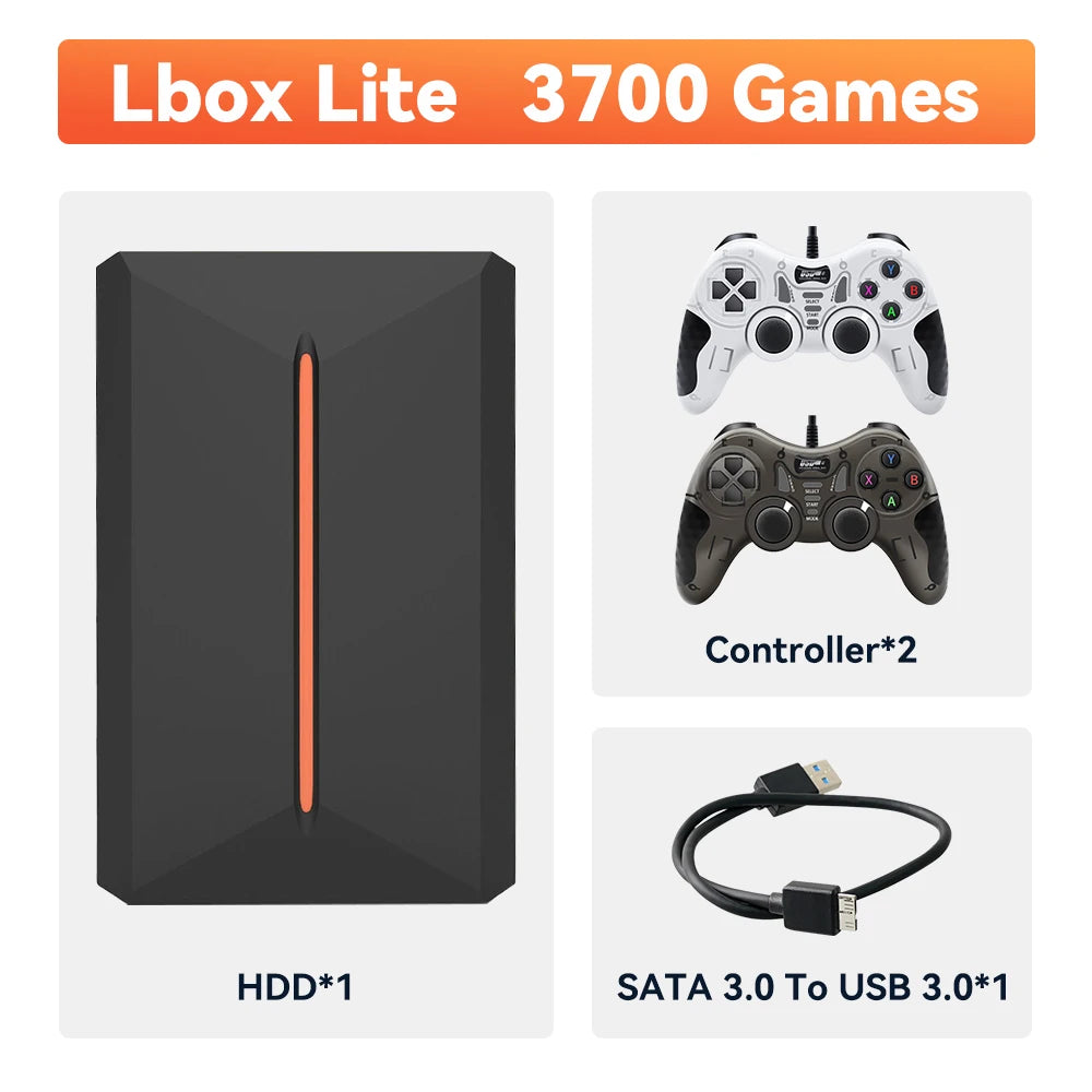 Lbox 500G Retro Game Hard Drive With 3700+Games Launchbox Retro Game Console for PS4/PS3/PS1/Switch/WII/Sega Saturn/N64 For PC