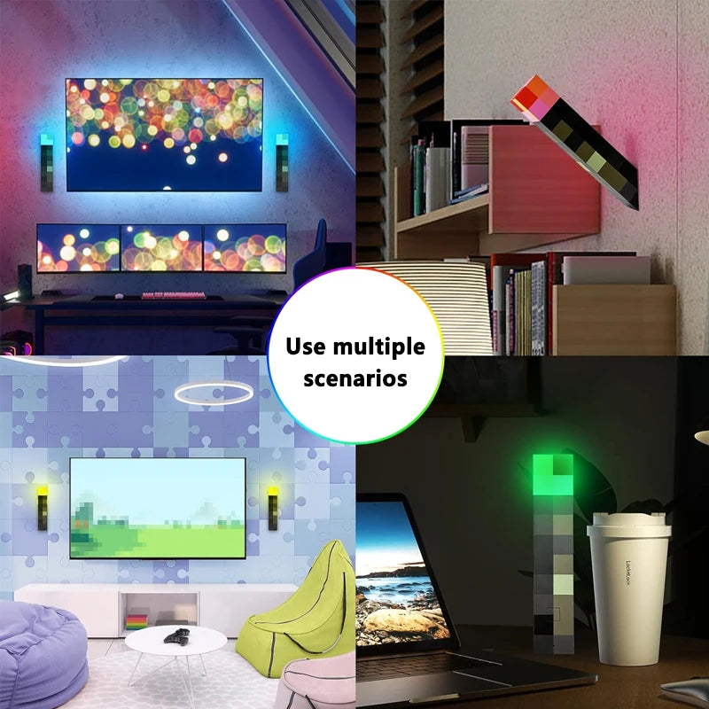MC Game Torch Light Brownstone USB LED Night Light Rechargeable Bedroom Decoration Table Lamp Gift Lamp for Kids Bedside Lamp