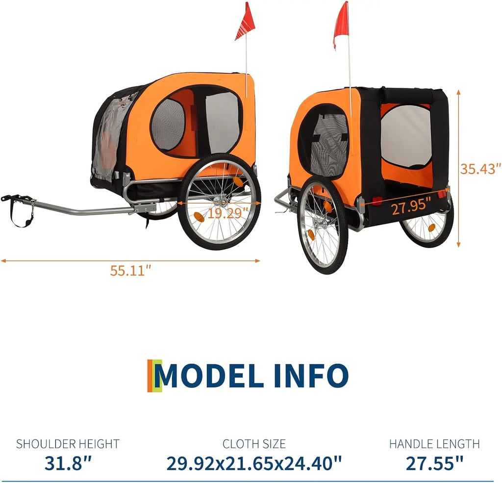 Hundefahrradanhänger, 88LBS Haustierfahrradanhänger, Haustierwagen-Fahrradträger, Einfach zusammenklappbarer Wagenrahmen, Schnellspannrad, Universal-Bi