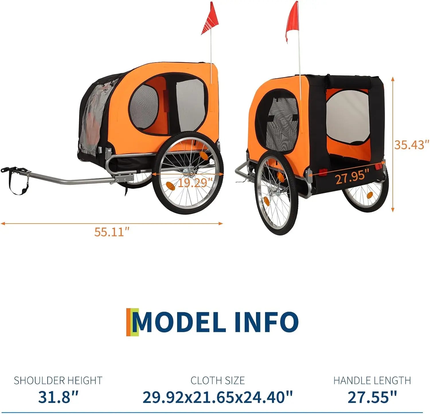 Hundefahrradanhänger, 88LBS Haustierfahrradanhänger, Haustierwagen-Fahrradträger, Einfach zusammenklappbarer Wagenrahmen, Schnellspannrad, Universal-Bi