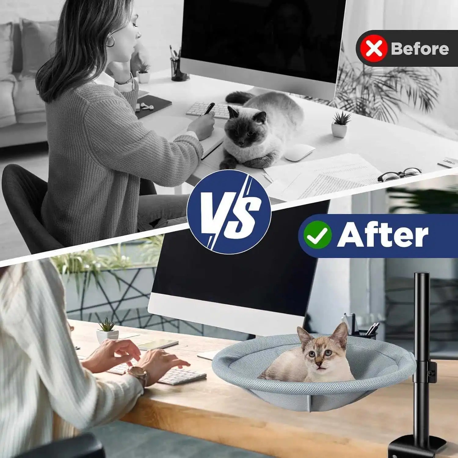 Schreibtisch-Katzennest, Haustierbett, 360 ° drehbar, höhenverstellbar, Desktop-Katzenhängematte, Tisch, Hängehalterung, Haustierbett