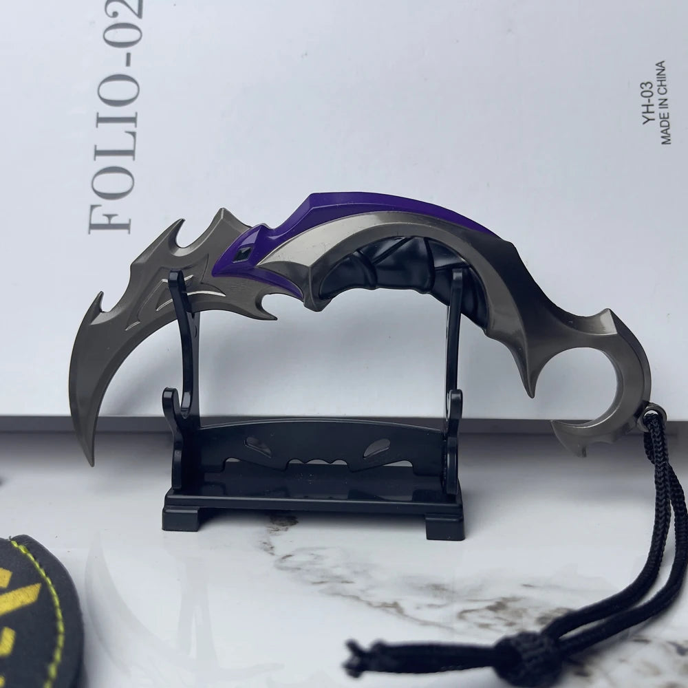 15CM Valorant Game Merch Reaver EP 5 Karambit with Leather Case Zinc Alloy Metal Weapon Model Anti Rust Realistic Craft Toy