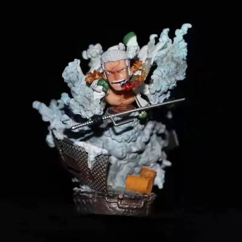 13CM Anime One Piece GK Navy Colonel Smoker Luffy Smoking Man Battle Scene Statue PVC Action Figure Collectible Model Toy