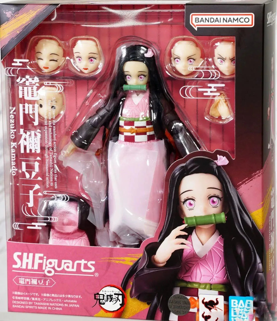 New Original In Stock Bandai S.H.Figuarts Demon Slayer Kamado Tanjirou&Kamado Nezuko Action Figure Anime Model Desktop Toy Gift