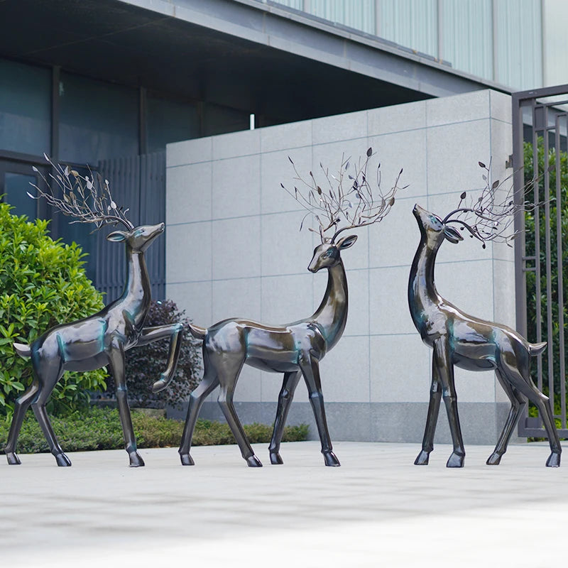 Outdoor abstract sika deer lawn decorative sculpture landscaping