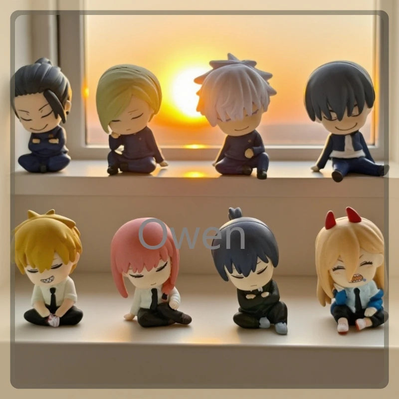 Q Version Anime Combination Jujutsu Kaisen Sleep Figurine Cute Chainsaw Man Action Figures PVC Statue Collection Model Toys Gift