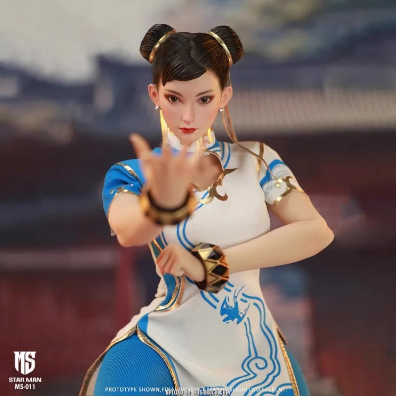 Star Man Chun-Li Female martial artist Blue Cloud Pattern White Cheongsam Ver. MS-011 Action Figure Anime Model Collectible