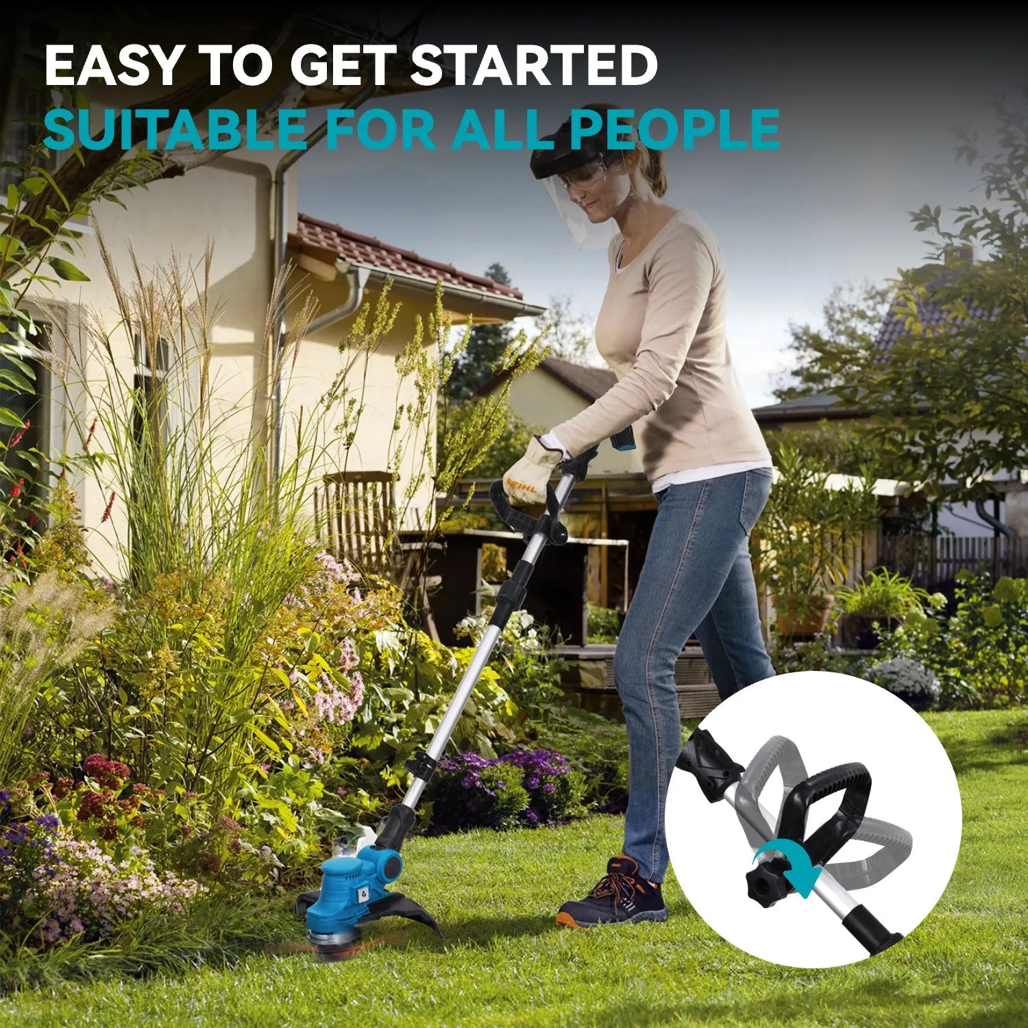 YOFIDRA 3-IN-1 Elektrischer Rasenmäher 12000 U/min Akku-Garten-Rasentrimmer Schneiden Jäten Elektrowerkzeuge für Makita 18V Batteriestift