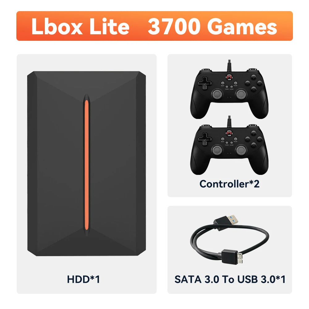 Lbox 500G Retro Game Hard Drive With 3700+Games Launchbox Retro Game Console for PS4/PS3/PS1/Switch/WII/Sega Saturn/N64 For PC