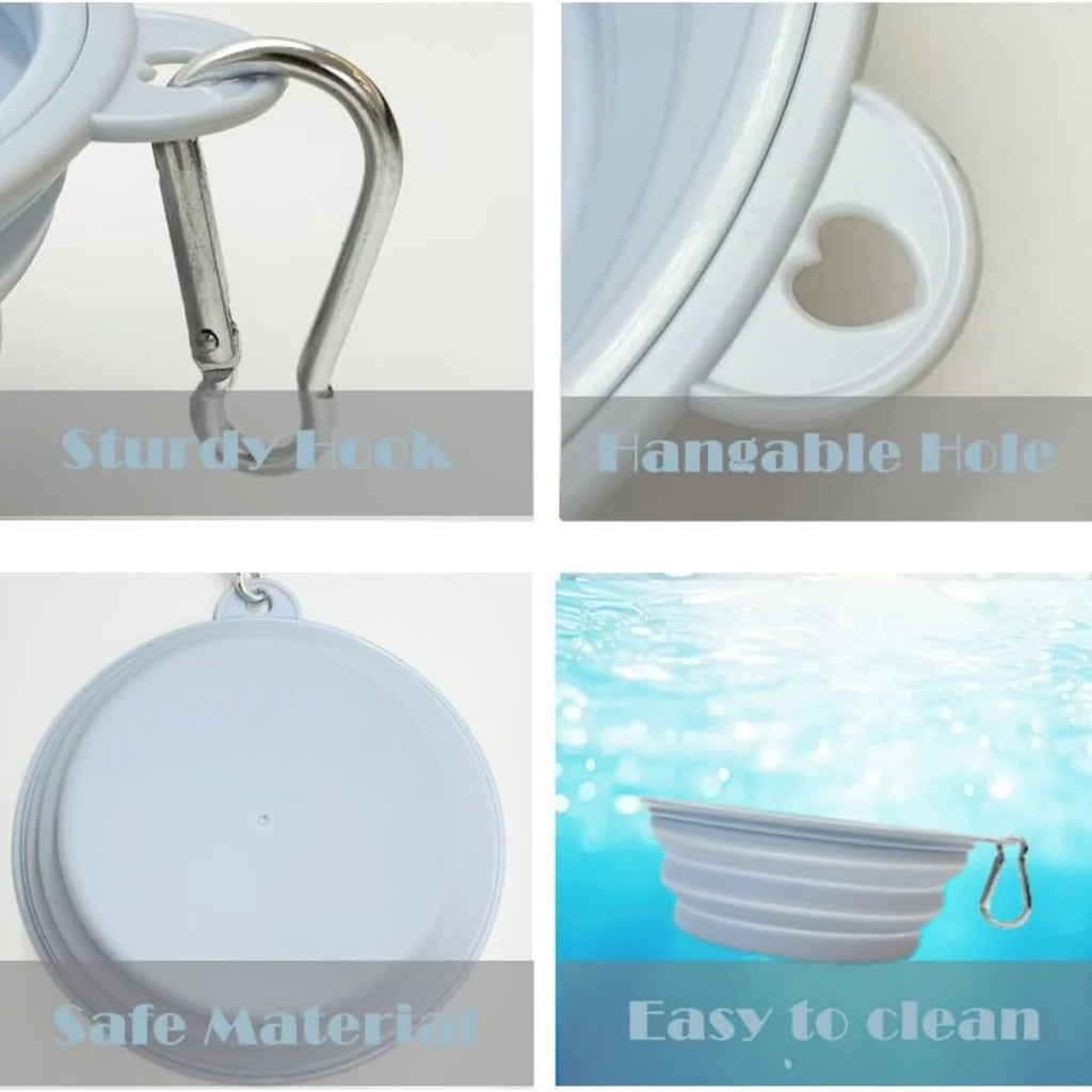 2er-Pack faltbare Silikon-Futter- und Wassernäpfe für Hunde, ideal für Outdoor-Camping und Reisen, mit Karabinerhaken