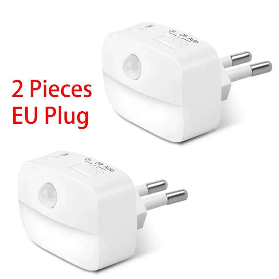 EU US Socket Led Night Light with Motion Sensor AC 85-265V PIR Human Induction Lamp 3 Colors Plug in Wall for Bedroom Hallway