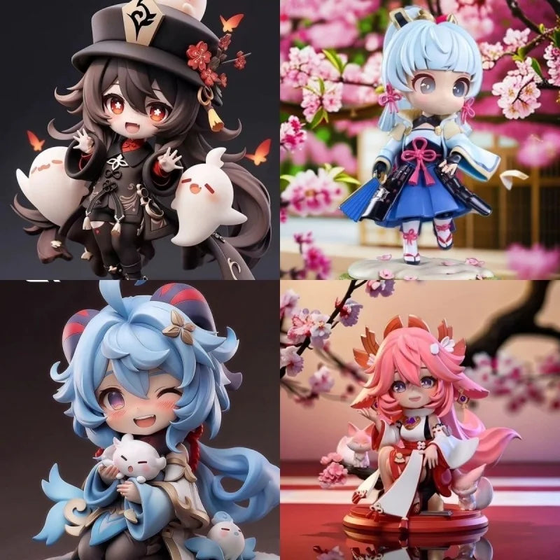 16cm Anime Game Genshin Impact Figure Q Version Yae Miko Hutao Genshin Cute Model Toy Gift Collection Action Figure Pvc Doll Toy