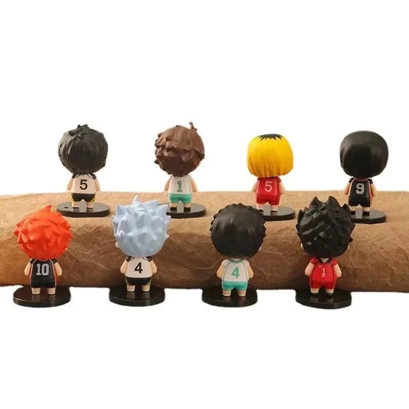 Anime Haikyuu!! Volleyball boy Hinata Shoyo Tobio Kageyama 8pcs/set Figure toy Car Decoration Christmas gift 8CM