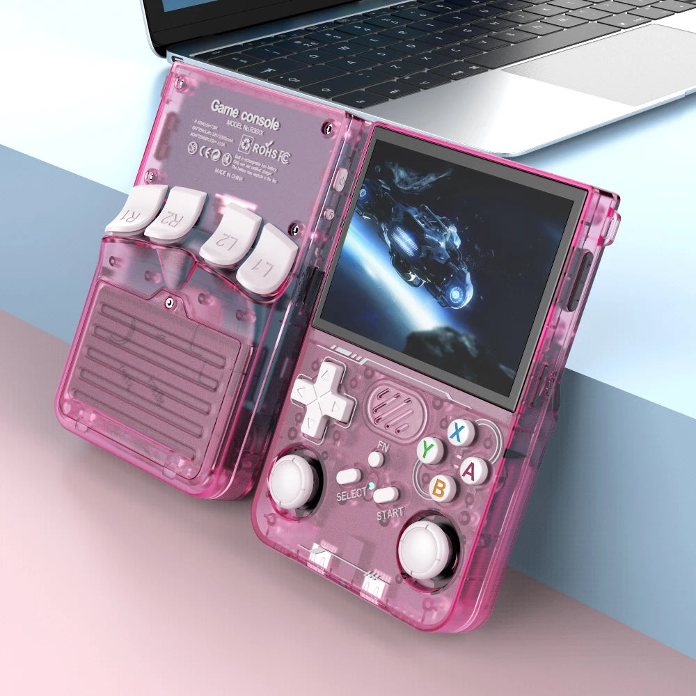 100 % ArKOS R36XX Retro-Handheld-Spielkonsole, Linux-System, 3,5-Zoll-IPS-Bildschirm, 64/128 GB/256 GB, aktualisierte Version, Schwarz