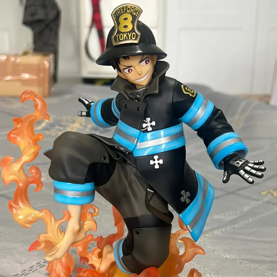 In Stock 16CM Shinra Kusakabe Figure Anime Fire Force Special Effect Blood Desktop Doll Golf Model Toy Gift Collection Ornaments