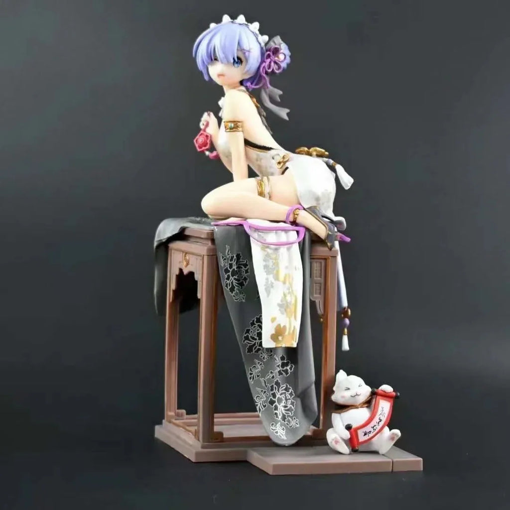 Anime Figure Rem Ram Emilya Cuter Case Model Q Version Collectible Static PVC Model from Zero Begining in Another World Life
