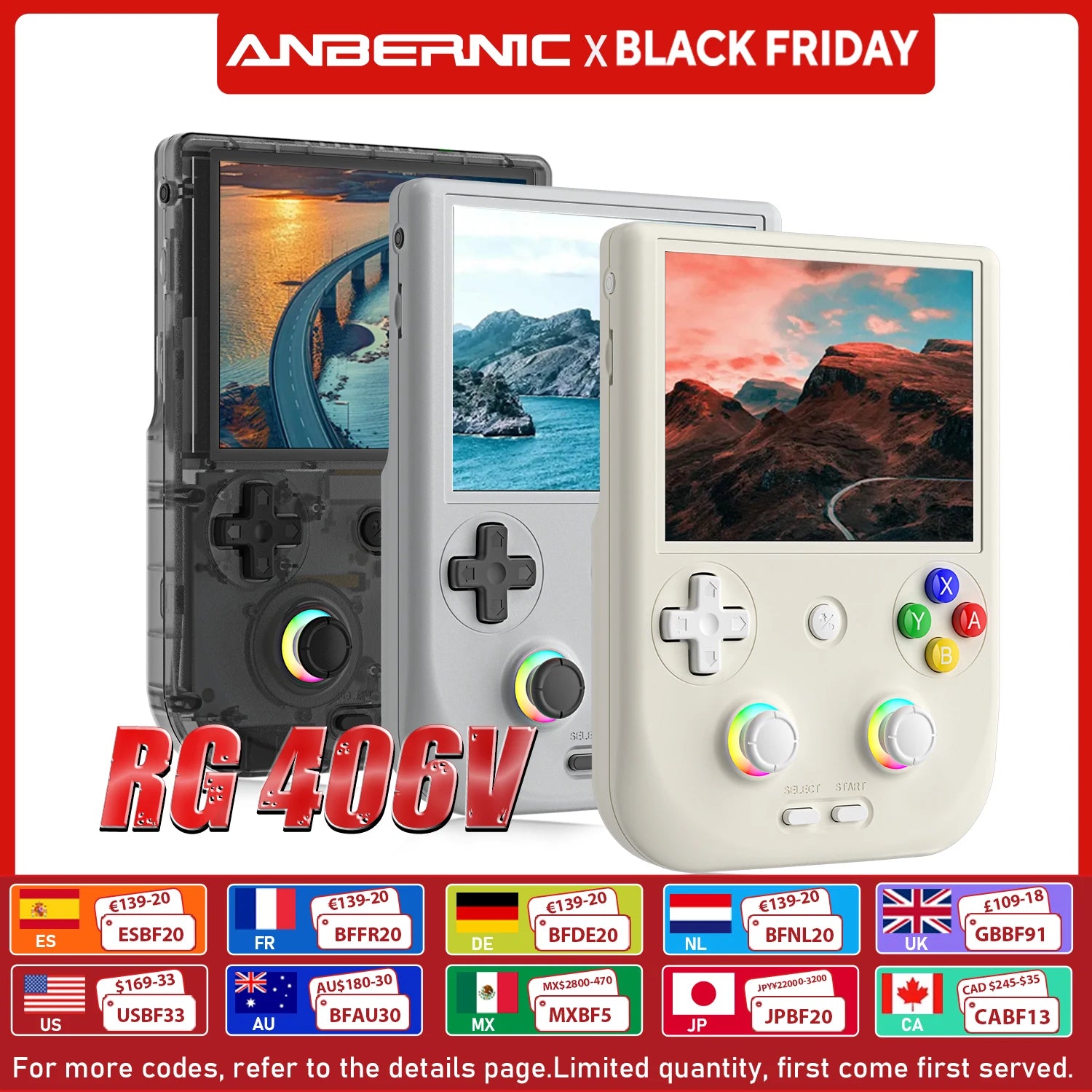 ANBERNIC RG406V Handheld Game Console 4’’ IPS Touch Screen Android 13 Unisoc T820 64-bit Game Player 5500mAh RGB lighting
