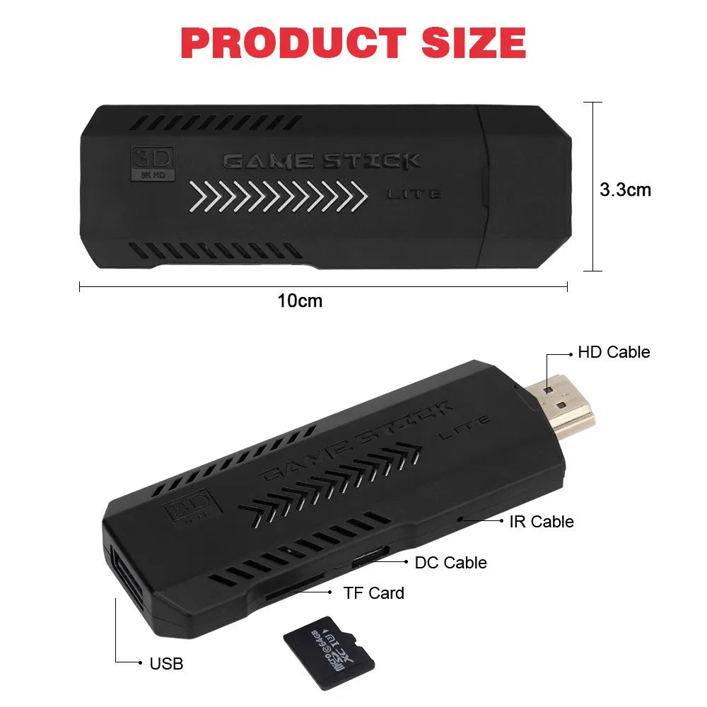 X2 Ultra Video Game Stick Console Or ONLY 64G Retro Games Christmas Gift 2.4G Double Wireless Controller 4K HD30000 Games