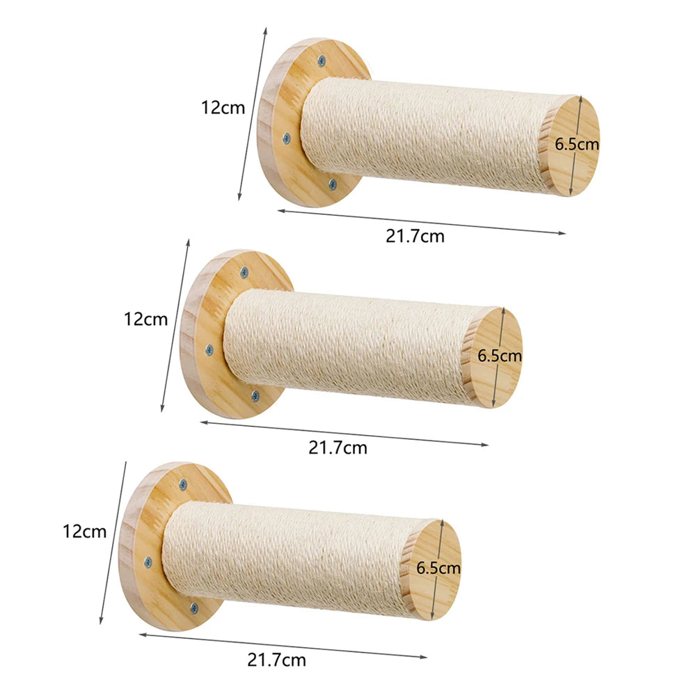 Cat Wall Wooden Climbing Bridge or Cat Hammock and Jumping Platform with Scratching Post Stairway Ladder for Cats Play