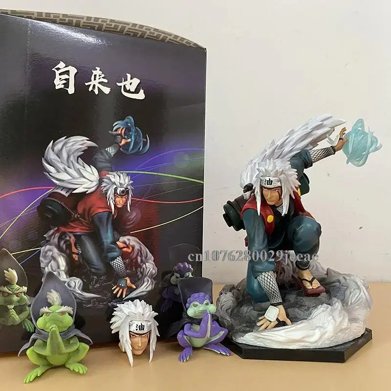 GK Naruto Jiraiya Action Figure Anime Shippuden Ninja Hama Sennin Statue With Shima Fukasaku Frog Toy Model Toy Collectible Gift