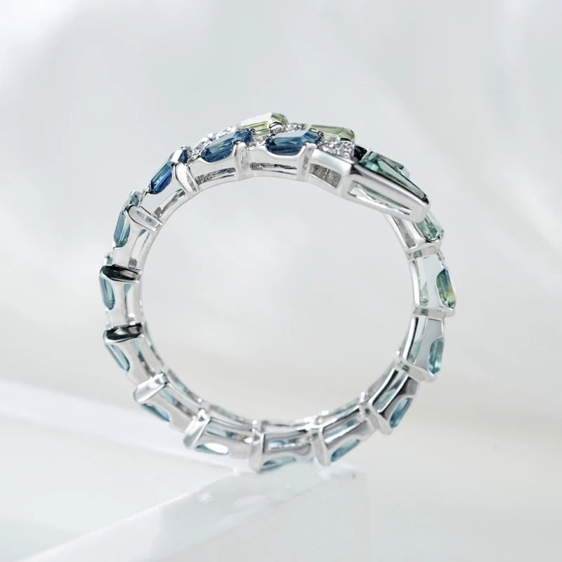 BELLUX Fine Jewelry Customized Ring 18k Gold Material Natural Gemstone Green Snake Full Diamond Ring