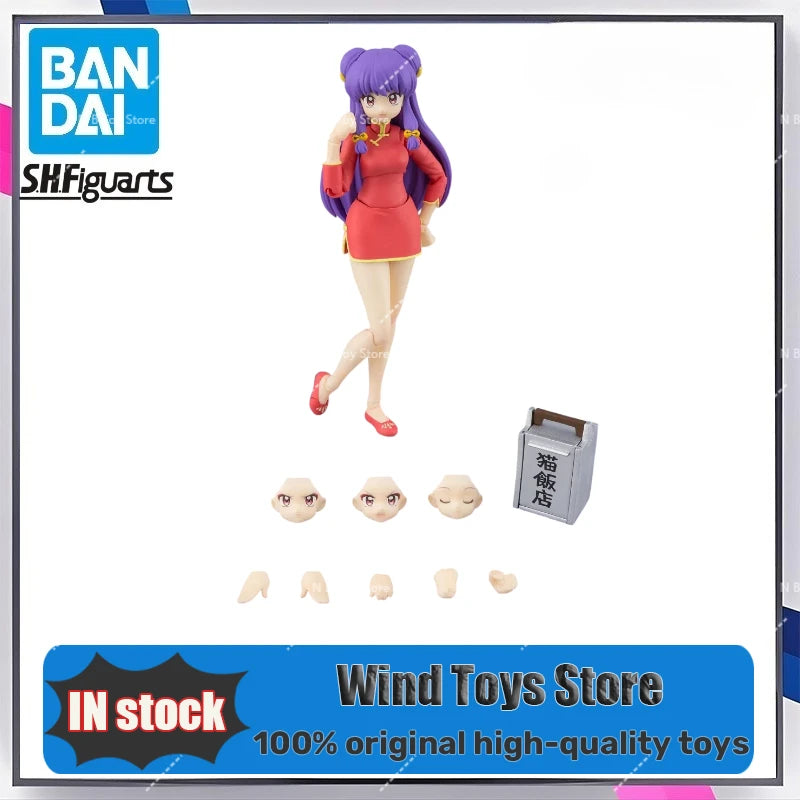 Original BANDAI S.H.Figuarts Saotome Ranma Shampoo Action Figures Toy Collection PVC Models Anime Ranma Nibun-no-Ichi Statuette